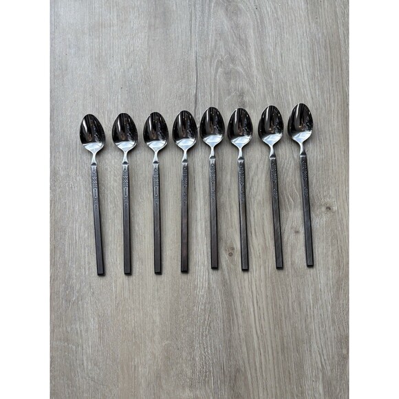 Vintage Salem Stainless Scrolls Iced Tea Spoons 7.5" Set of 8 Japan MCM Rare - Picture 13 of 14